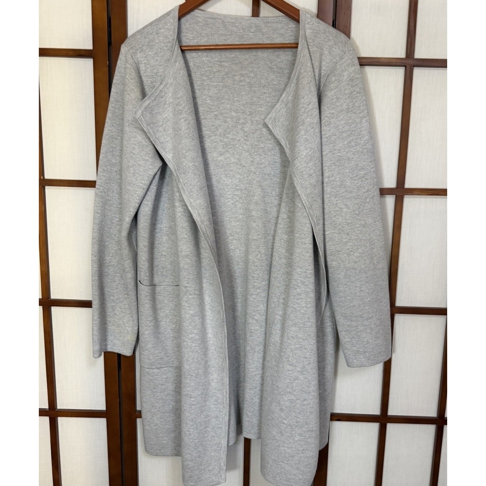 J.Crew Cardigan Womens XL Gray Merino Wool Blend Open Front Duster Coatagin
